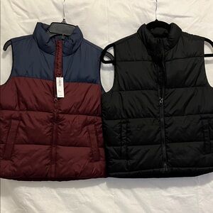 TWOOld Navy Two-Tone Puffer Vest and Black Puffer Vest